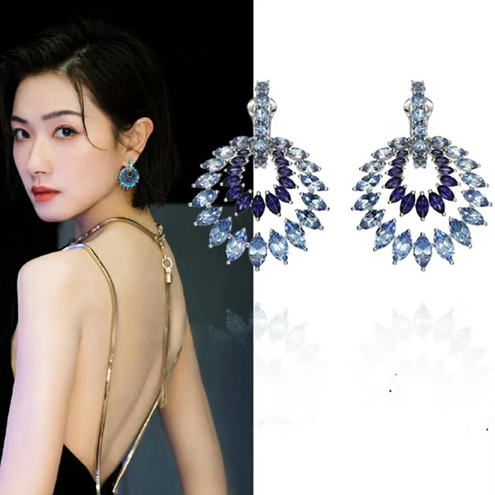 

Missvikki Luxury Crossover Circle Earrings Micro Cubic Zirconia Pave Women Wedding Bridal Party Engagement Jewelry Party Gift