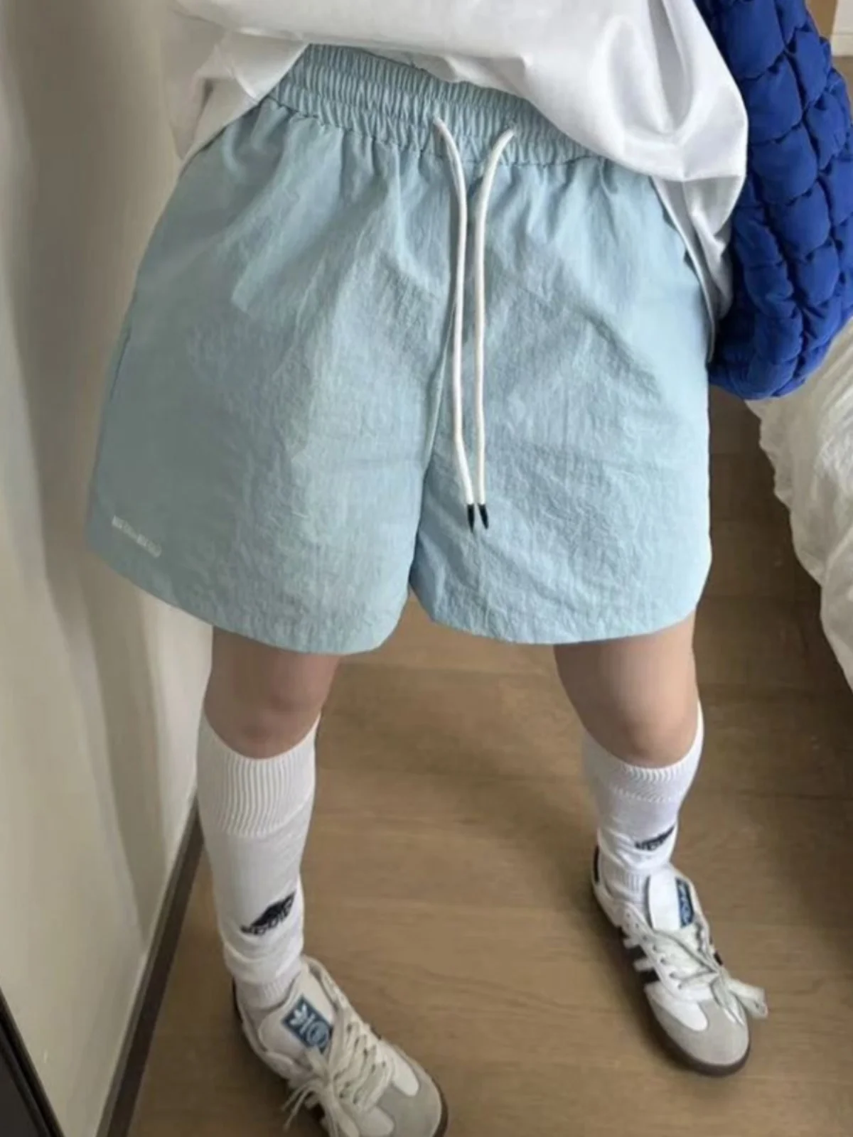 

Американские ретро-шорты Dopane Sport с широкими штанинами для женщин, летние, тонкие, свободные, маленького размера, с высокой талией, прямые, длиной до колена