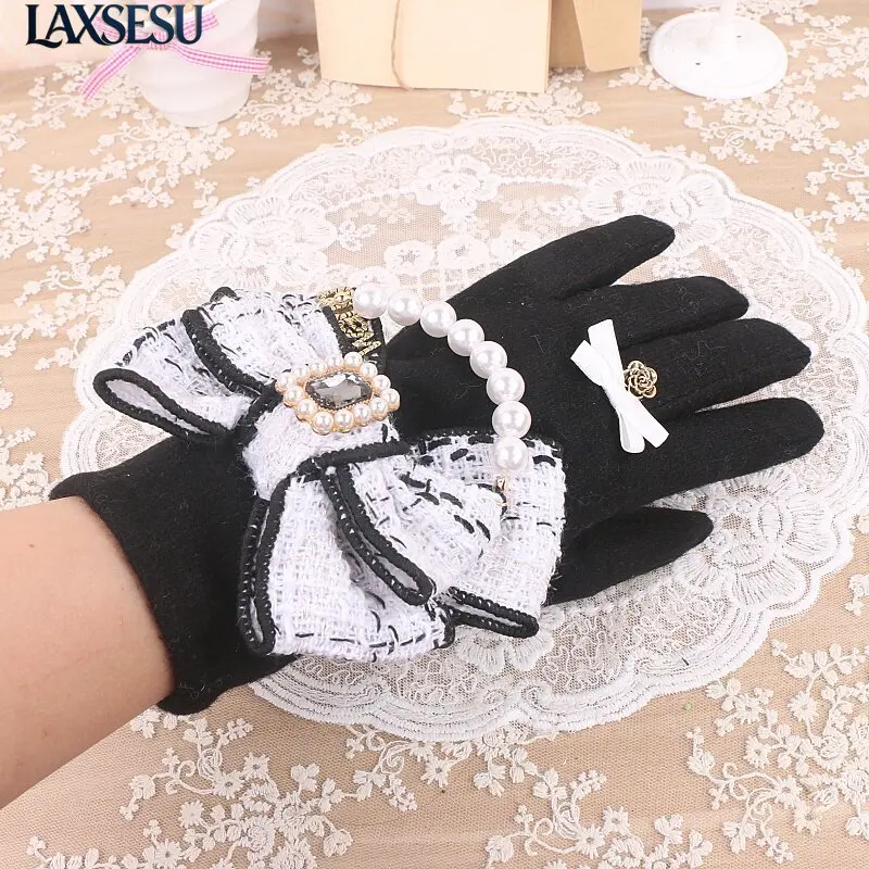 gants-d'automne-et-d'hiver-pour-femmes-avec-nœud-style-lolita-orne-de-perles-gants-fins-et-elegants-gants-en-velours-de-laine-epais