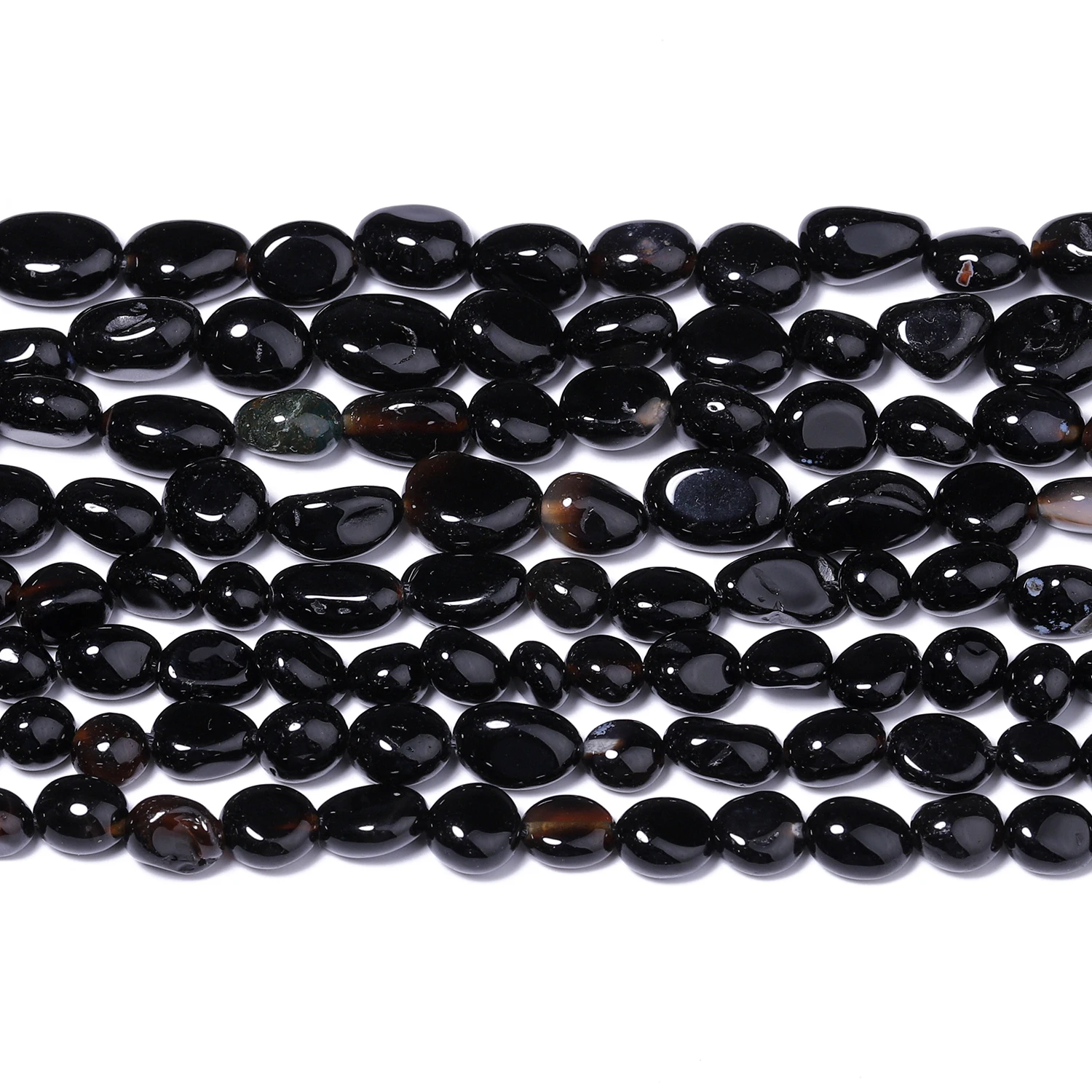 العقيق الأسود الطبيعي حجر الخرز 6-8 مللي متر 8-10 مللي متر غير النظامية فضفاض خزر عازل لصنع المجوهرات سوار ذاتي الصنع إكسسوارات #3