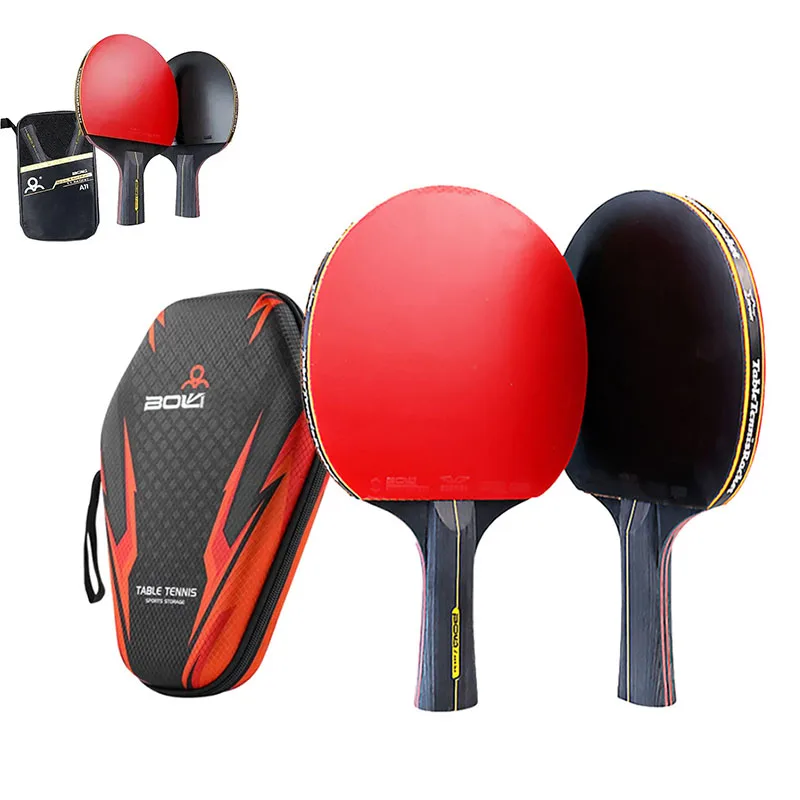 

6 Star Table Tennis Racket 2PCS Pure Wooden Professional Ping Pong Set Pimples-in Rubber Hight Quality Blade Bat Paddle with Bag