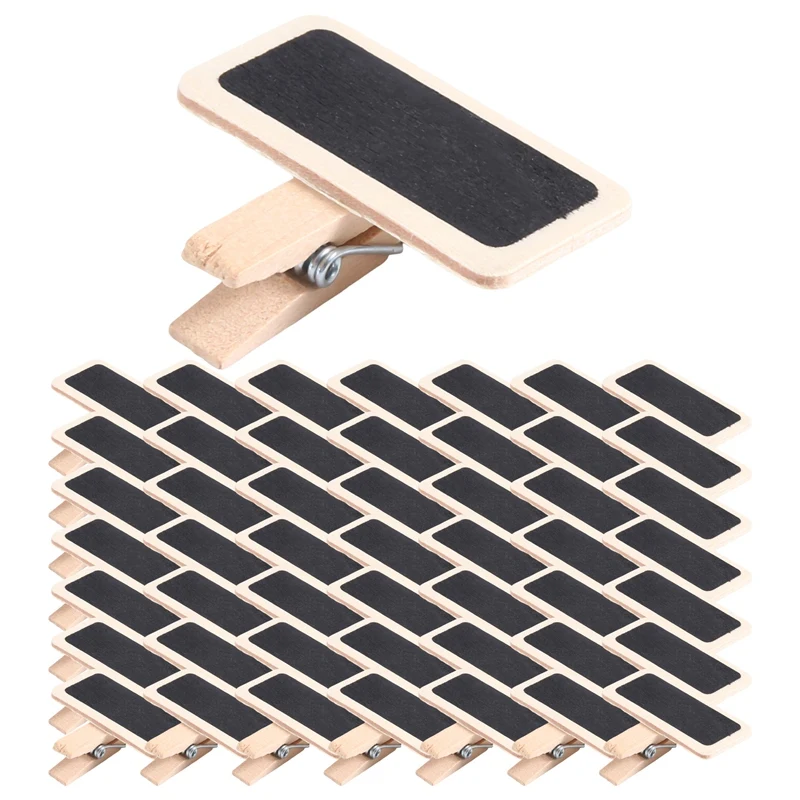 

50 Mini Blackboard Wood Message Slate Rectangle Clip Clip Panel Card Memos Label Brand Price Place Number Table