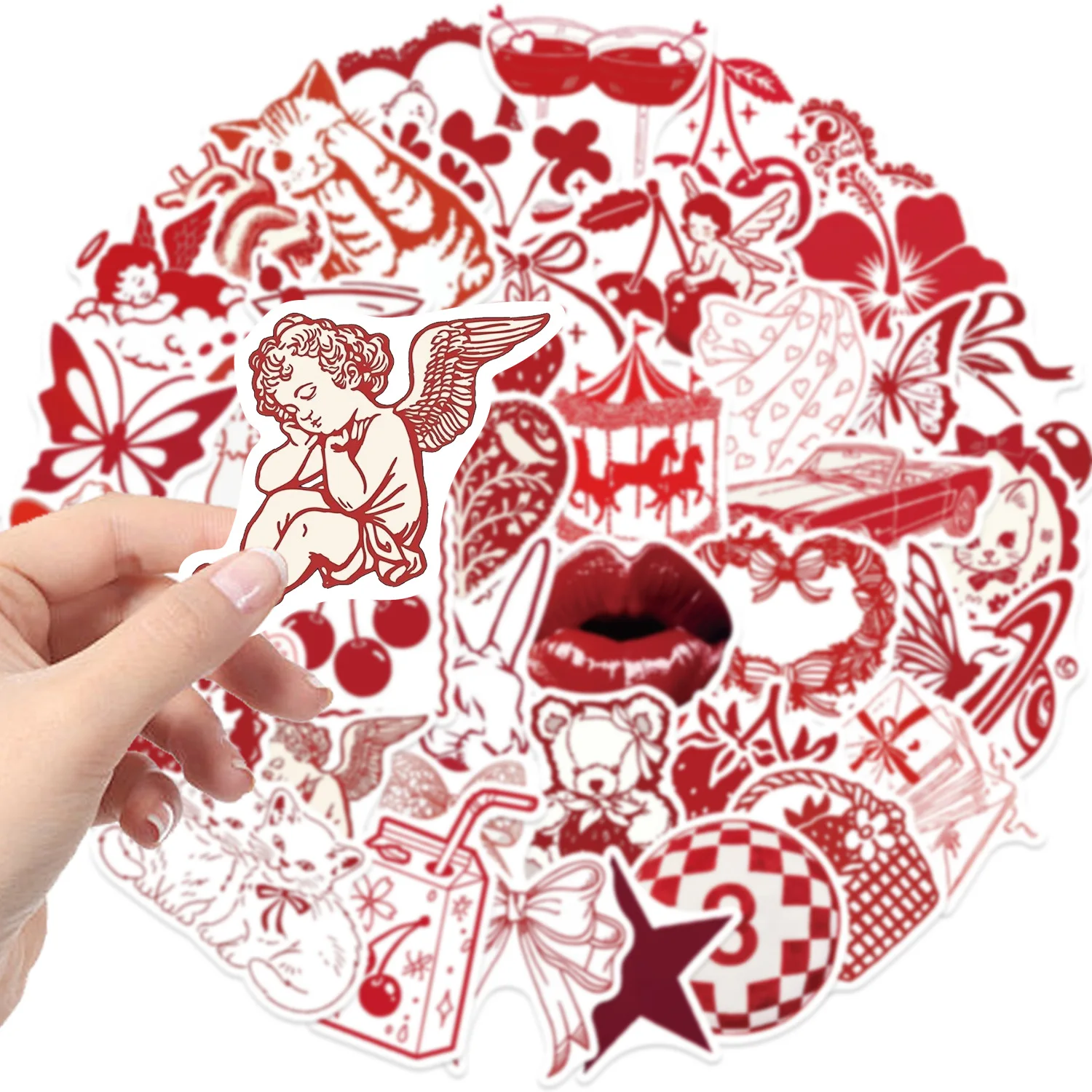 10/30/50pcs Red Valentine's Day Sketches graffiti Stickers For Suitcase Skateboard Laptop Luggage Phone Car Styling Decal