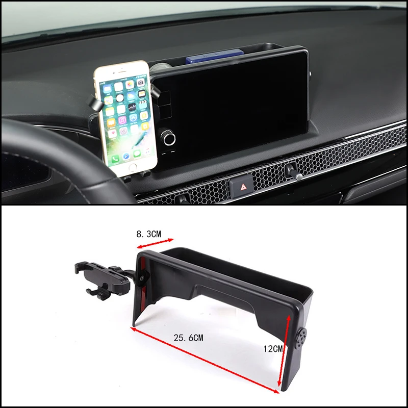 For Honda Civic 11th 2022 ABS Car Phone Holder Screen Fixed Navigation Bracket Navigation Screen Rear Storage Box Organize Tray