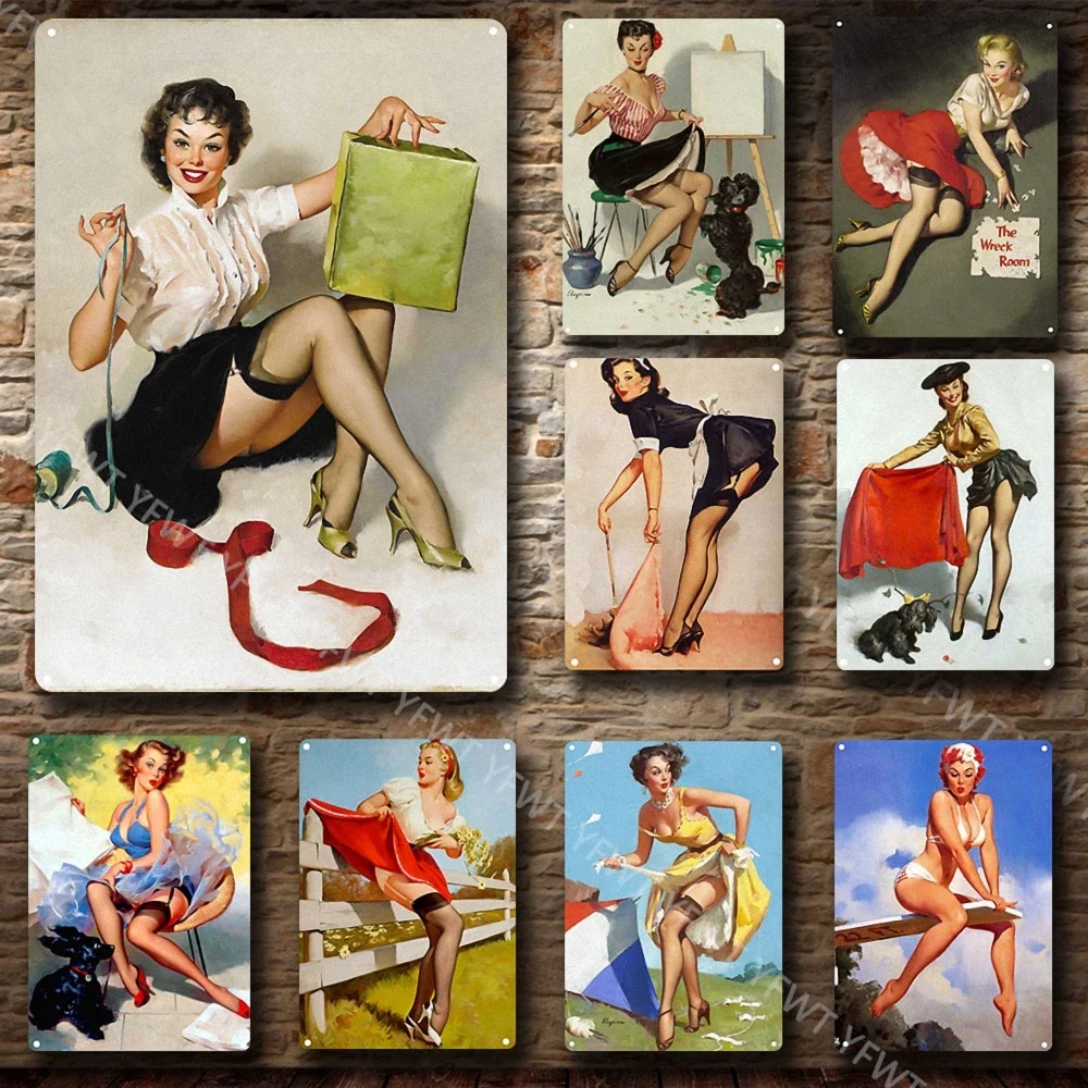 Metal Poster Vintage Tin Sign 10PCS Mixed Random Shipment Retro Tin Plate Wall Painting Bar Pub Club Man Cave Wall Decor Plaque
