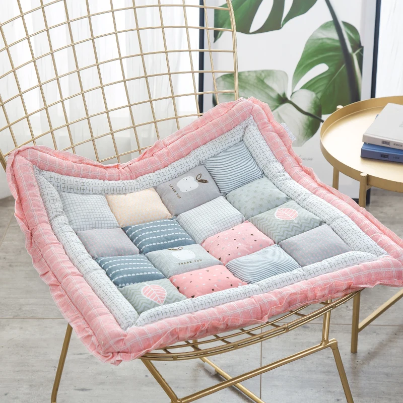 

100% Cotton Cushion Dining Chair Cushion Tatami Office Chair Stuffed Seat Cushion Mat 48x48cm