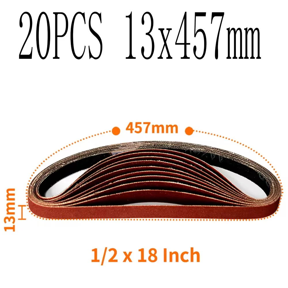 

20PCS 457x13mm Sanding Belts, 40-1000 Grits 1/2" x 18" Aluminum Oxide Abrasive Belts for Air Belt Sander Welding Spot Grinding