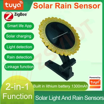 Tuya Smart Zigbee Light and Rain Sensor 2-in-1 Function, Built-in Lithium Battery, Light and Rainwater Detection Smart Life App