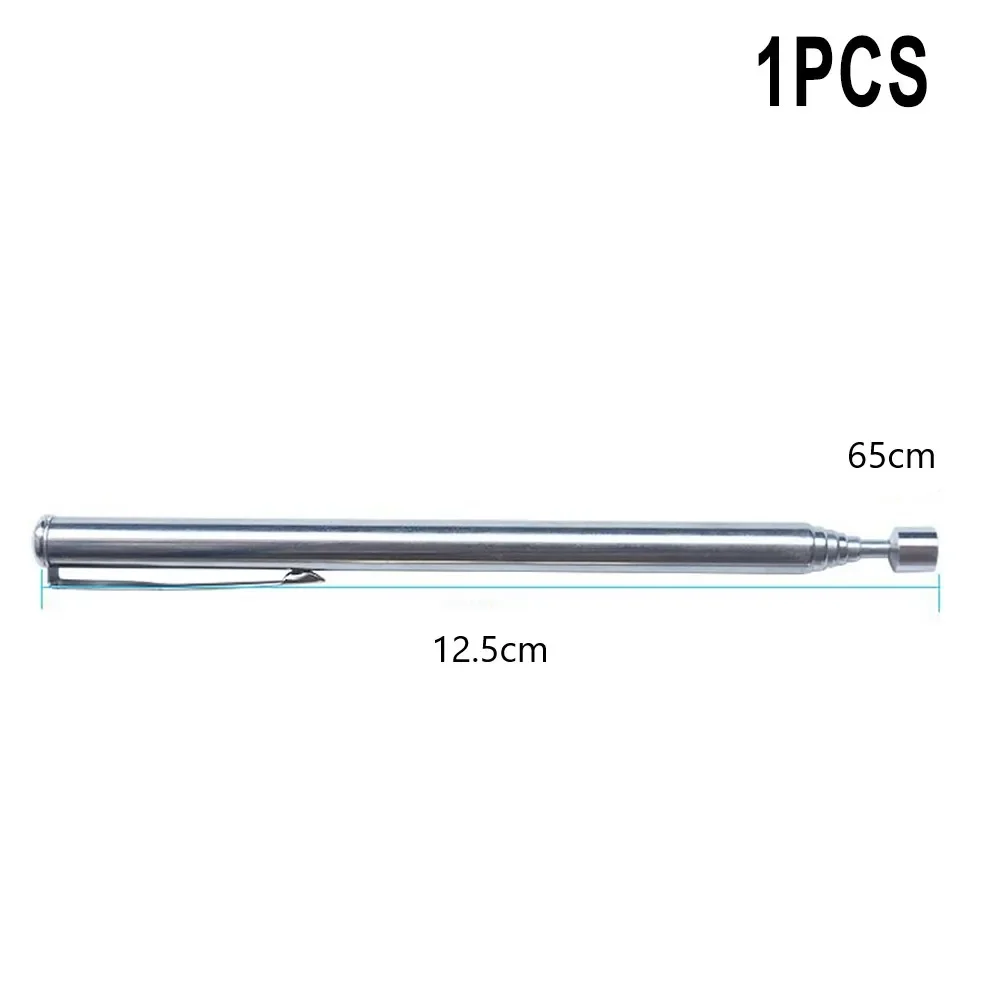 1 Pc Retractable Magnetic Picker 12.5-65CM Stainless Steel Electroplated Pen Mounted Portable Telescopic Magnetic Pick Up Rod