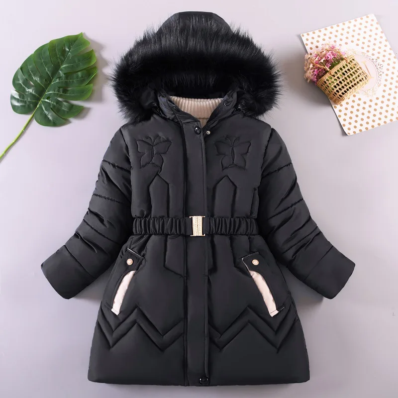 

Girls' Winter Clothing Velvet and Thickened Medium Long for Girl Jacket, Cotton-padded Jacket, Fashion Winter Coats