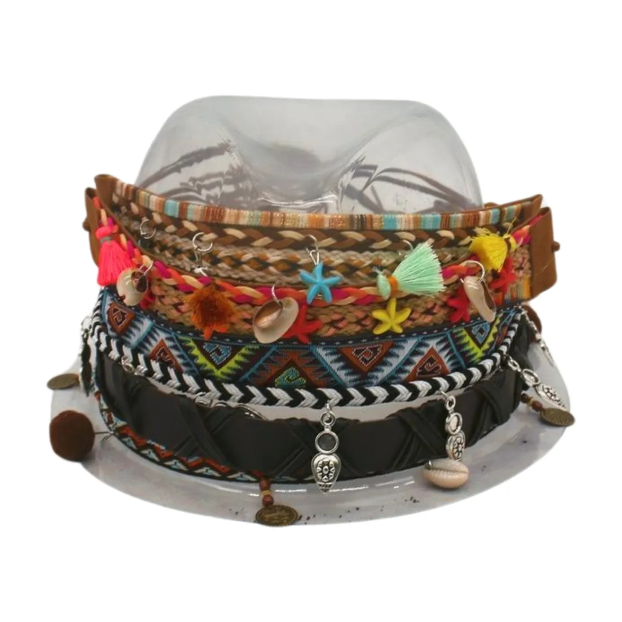 Hoedenaccessoires Niche Retro Boho Vakantie Hoed Accessoires Multifunctionele Zomer Frisse Tribale Stijl Cowboy Strohoed Accessoires