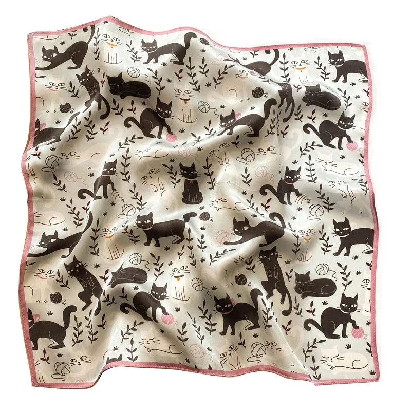 

100% натуральные шелковые квадратные платки для женщин, банданы, высококачественные шарфы с цветочным принтом, мягкие повязки для волос, шейные платки