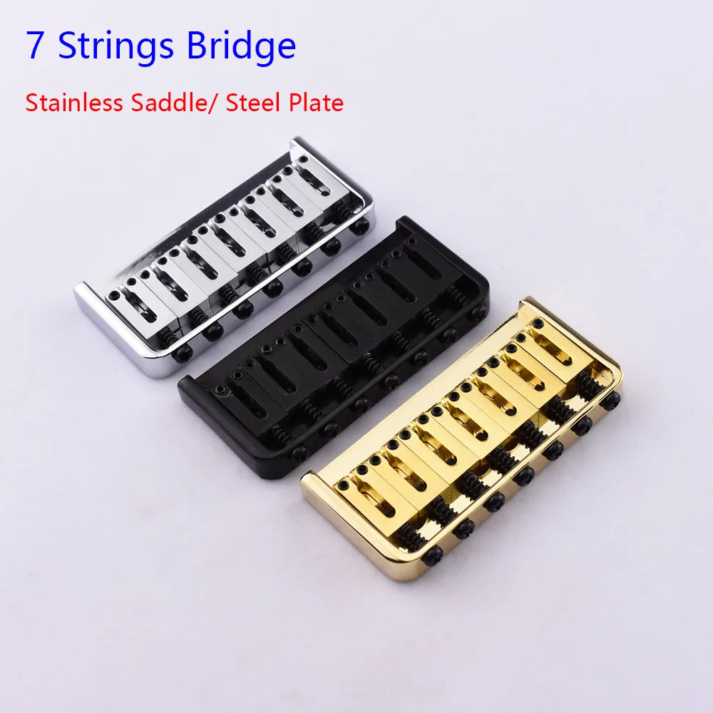 1 Set  7 Strings Electric Guitar Fixed Bridge Stainless Saddle / Steel Plate Chrome - Made in Korea