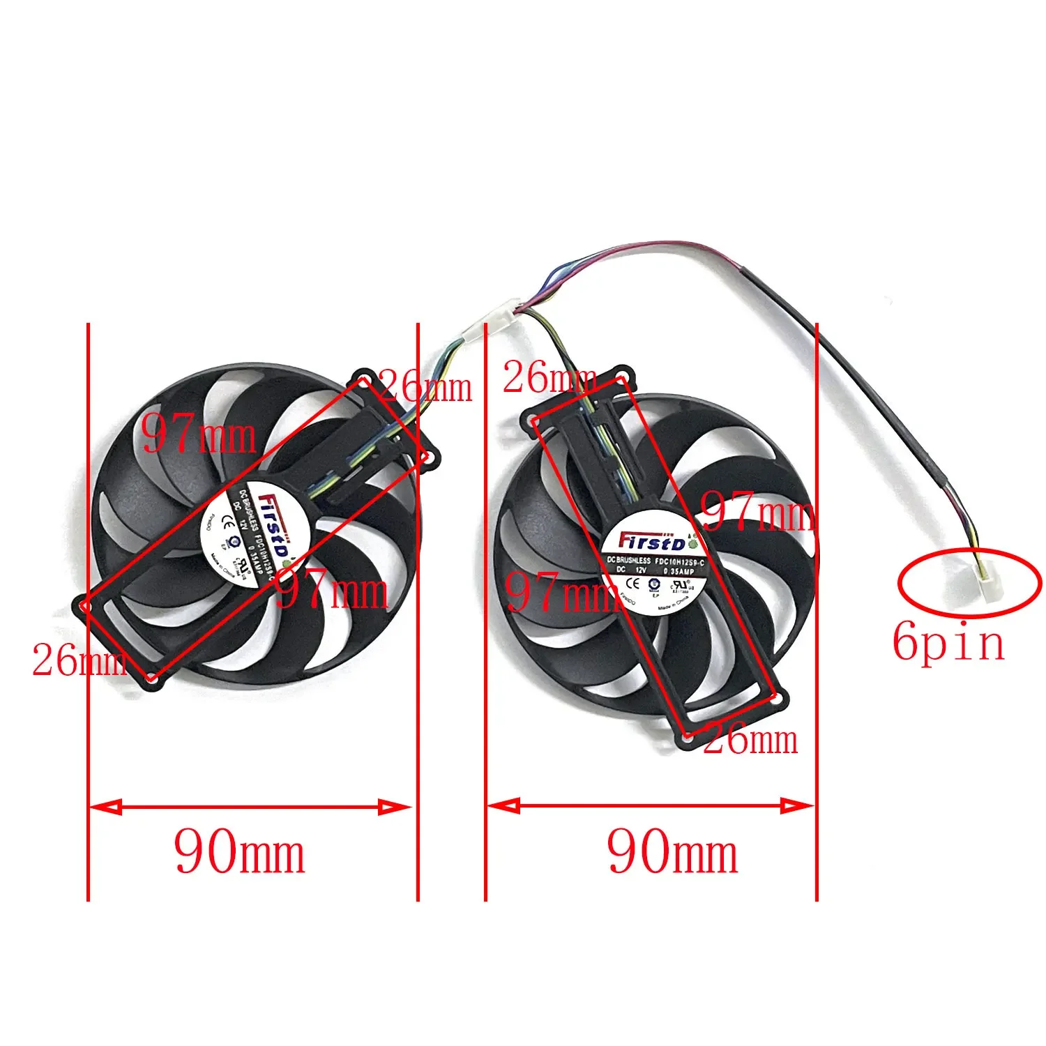 FDC10H12S9-C T129215SU ASUS GTX 2060 1660Ti 듀얼 EVO OC RTX2070 그래픽 카드 쿨러 팬용 6PIN RTX 1660 슈퍼 GPU 팬