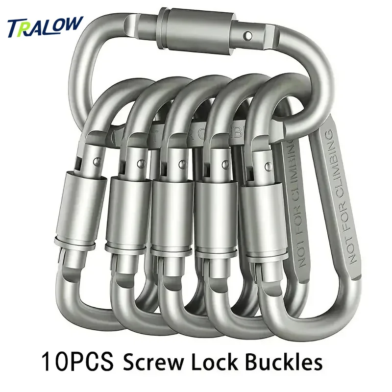 

TRALOW 10 PCS Tactical EDC Keychains - Durable Aluminum Alloy Outdoor Buckles Suitable for Outdoor Camping Backpack Hooks