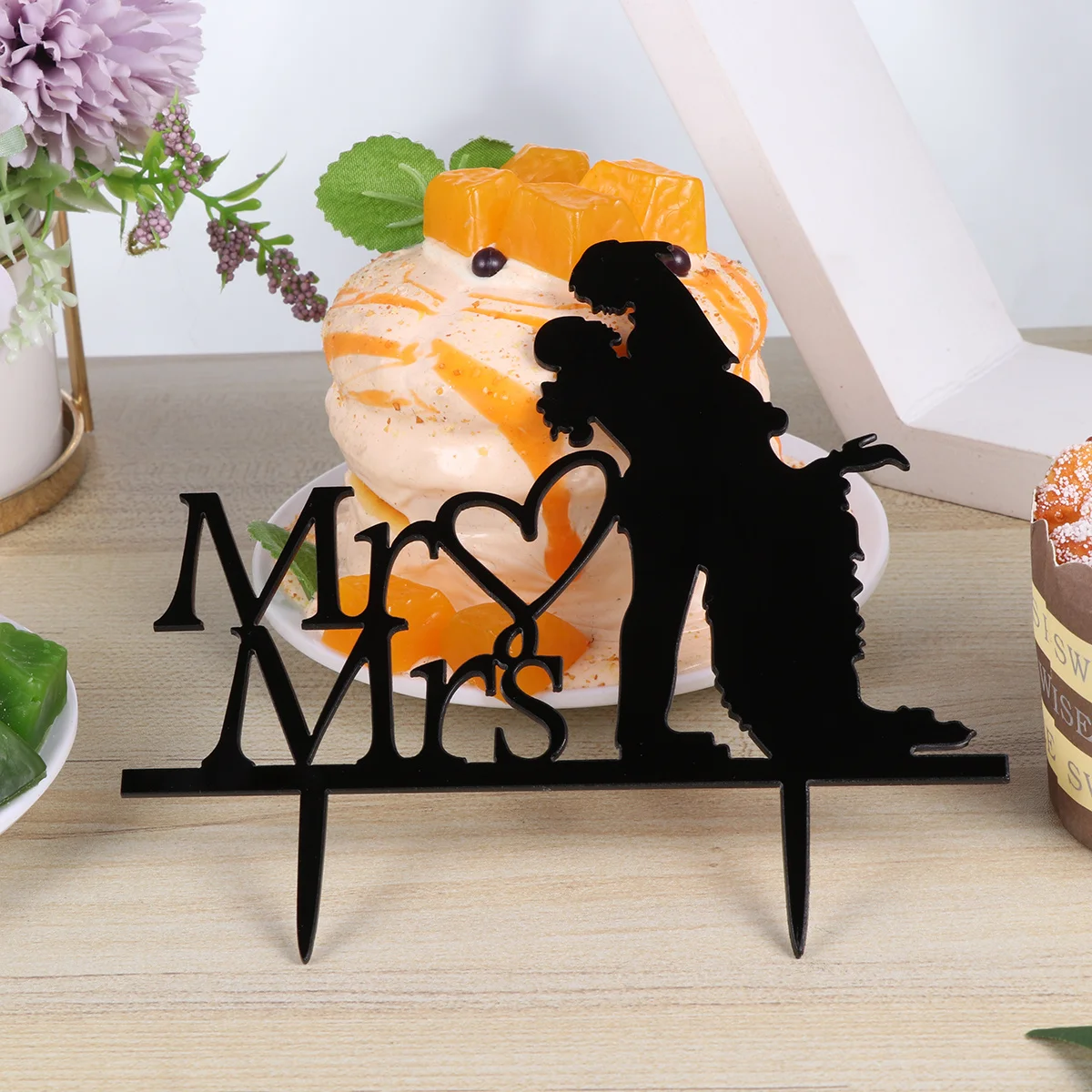

2Pcs Acrylic Cake Toppers Black Decorative Cake Picks Creative Cupcake Ornament Wedding Party Dessert Decoration Exquisite