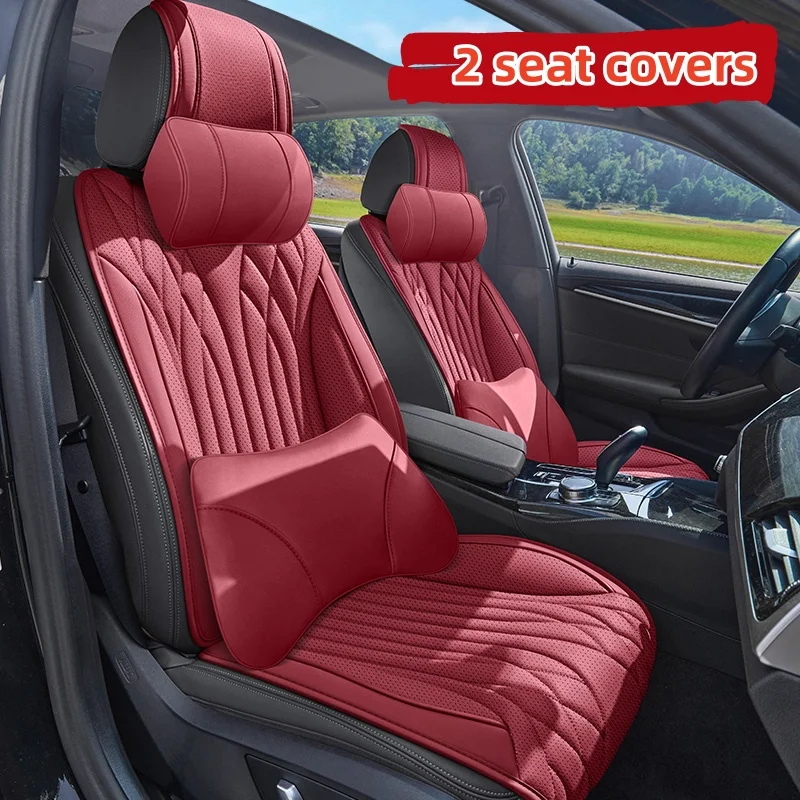 

(Luxury Edition) Dual Front Seats, Equipped with 2 Soft Headrests and 2 Comfortable Lumbar Supports, Simple and Luxurious Pu Leather Car Seat Cushion, Suitable for All Types of Vehicles, with a Fine Texture, Comfortable to Sit On, Breathable and Not Stuff