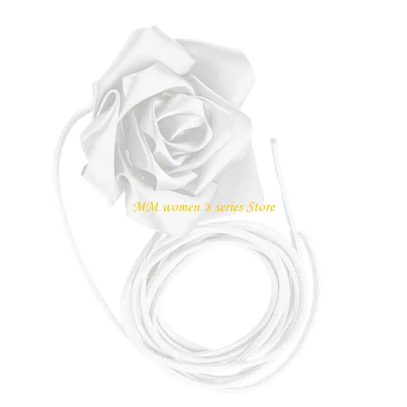 Q39C حزام الشريط الفاخر زهرة الورد قلادة قابلة للتعديل لمناسبة خاصة