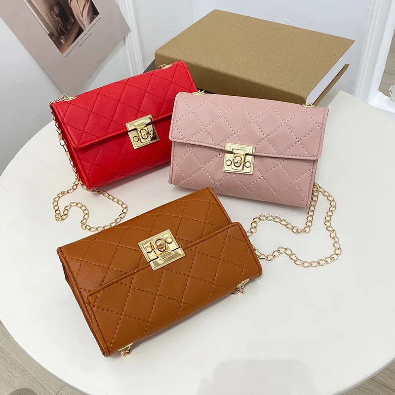 Embroidered Small Bags Ladies Bags Shoulder Bag Cross-border Bag for Women Diamond Chain Bag