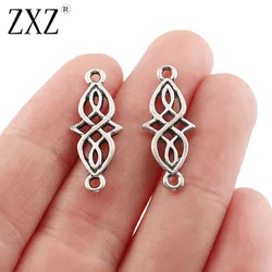 50pcs Antique Silver Elongated Lucky Celtic Witch Knot Irish Connector Charms Pendants for DIY Bracelet Jewelry Making Findings