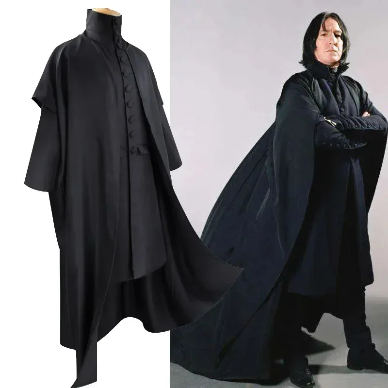 25COSRobe varita mágica profesor Severus Snape Cosplay disfraz escuela de Harrypott capa negra camisas trajes fiesta de Halloween para hombres W