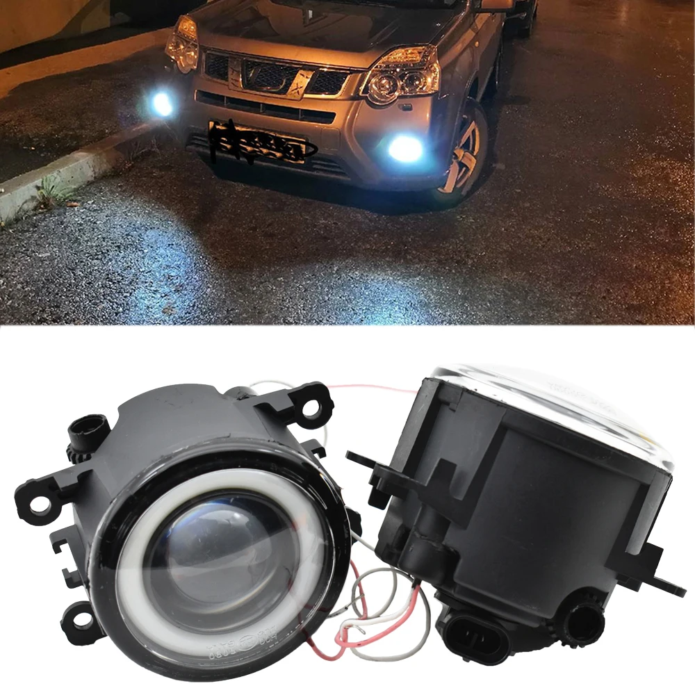 2PCS Car Projection Lens LED Fog Lights Angel Eye DRL Daytime Running Light Lamp For Peugeot 301 2012 2013 2014 2015 2016 2017