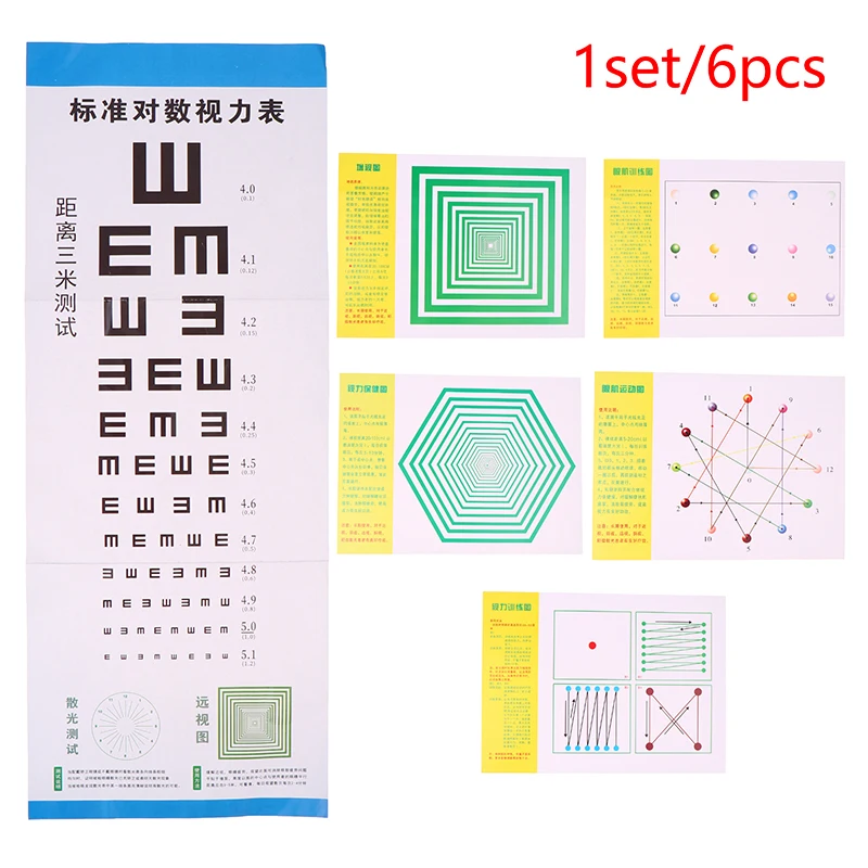 6 قطعة خريطة بصرية عالمية بالقرب من مخطط العين للرؤية الخريطة الصحية مخطط تدريب الرؤية خريطة تمرين تدريب عضلات العين