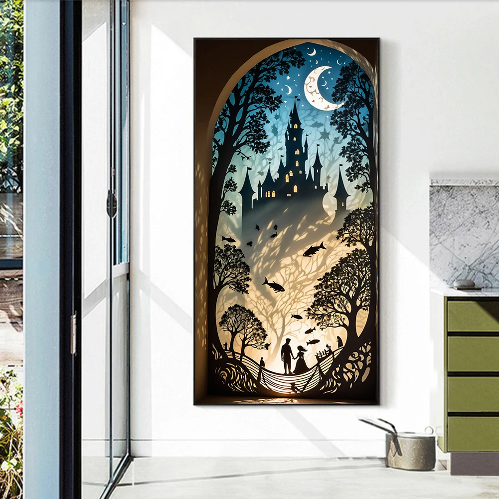 

Street View 5D DIY Full Drill Round Diamond Painting Kit Home Wall Decor 40x75cm