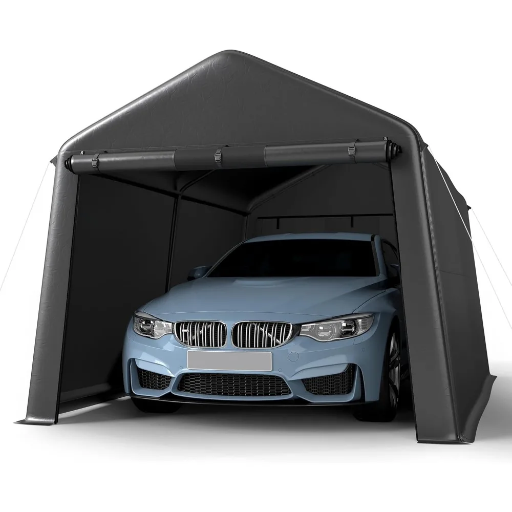 

Outdoor 8x14 ft Heavy Duty Carport for Snowmobile & Garden Tools, 240g PE Waterproof Cover & 1.2mm Steel Frame, Water