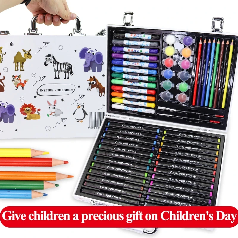 

Children's Drawing Set with Marker Color Pencil Coloring Book Watercolor Paint Brush Professional Art supplies 50/59/65/66pcs