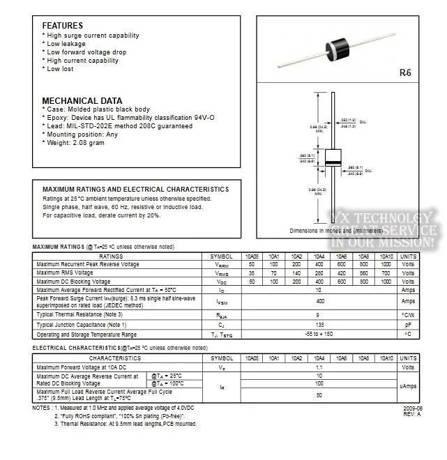 50 teile/beutel 6A10 6A 1001V 10A10 10A 1000V 20A10 20A 1000V rectifier diode – Detail 1