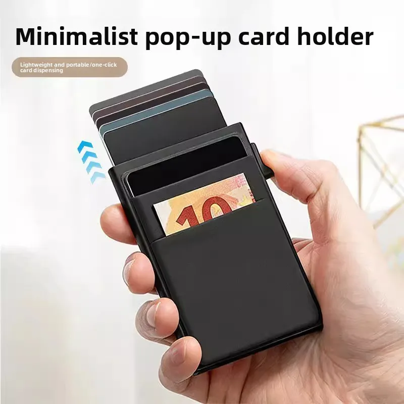 Minimalist Pop Up Card Holder Portable Protective ID Bank Card Storage Pouch Creative Automatic Card Clip for Men