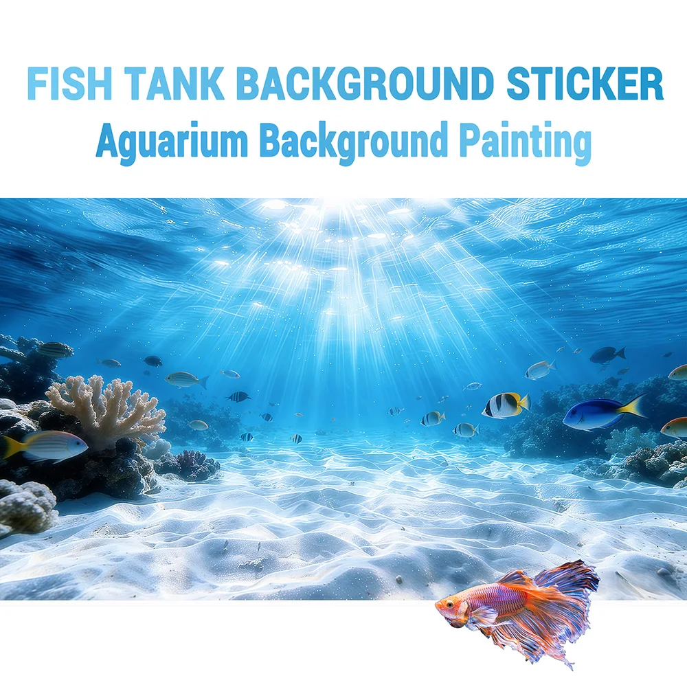 Underwater White Sandy Beach, Fish Tank Background Painting, Aquarium Sticker, Front Self-Adhesive, Fish Tank Landscaping Decor