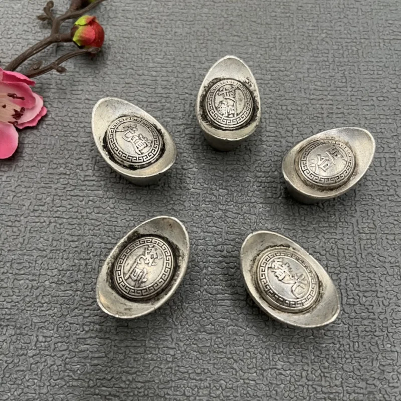 Antique Miscellaneous Collection Antique Qing Dynasty before Five Emperors after Five Emperors Old Sycee Solid Silver Ingot Qing