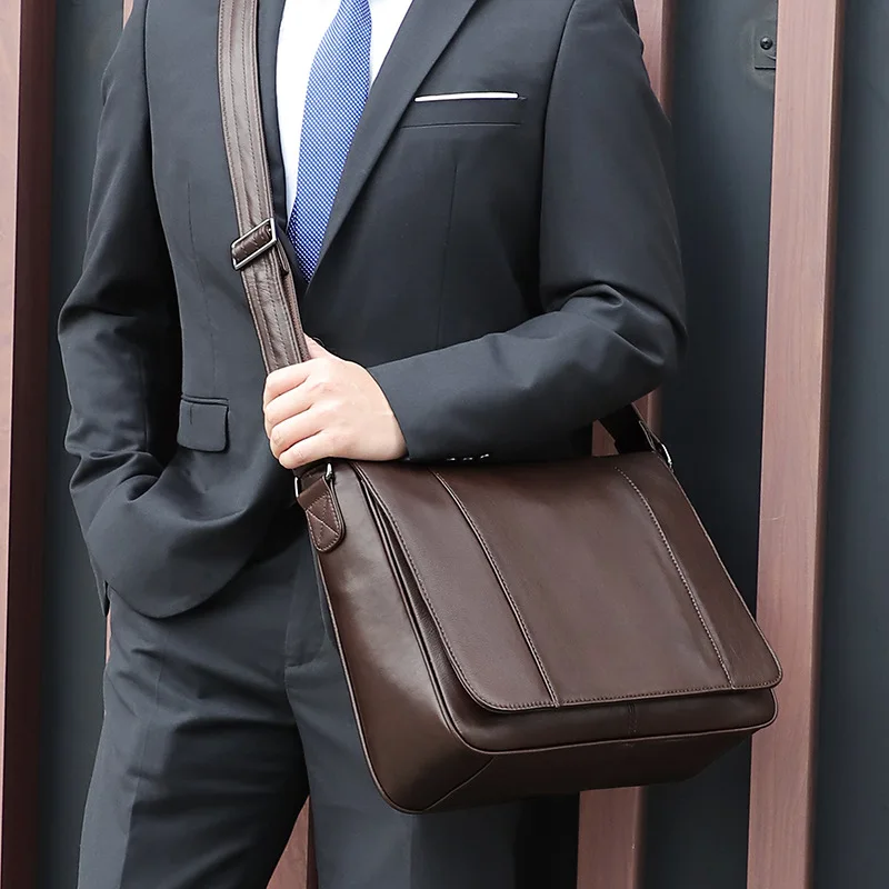 

Retro Men Crossbody Bag, Genuine Oil Wax Top Grain Cowhide Leather Messenger Shoulder Bag