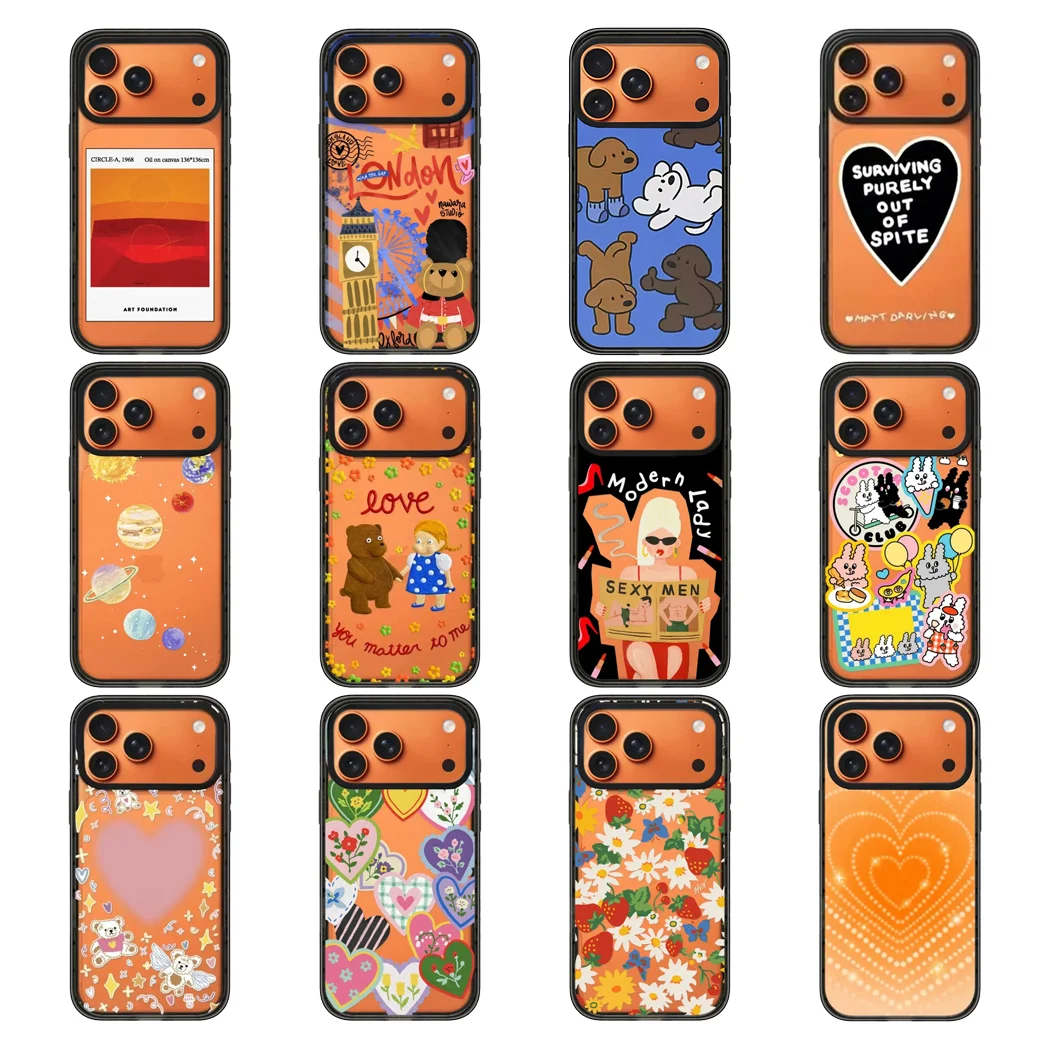 

2.0 Acrylic Border Cover for iPhone 12 13 14 15 16 17 Pro Max 17 Air - Protective Magnetic Case Colorful Hearts Pattern