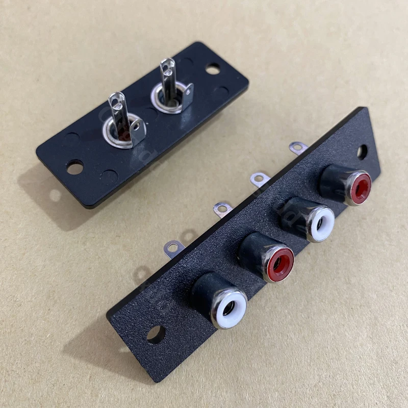 1 Stück 2/4-Port RCA-Buchse, Panelmontage, Audio-Anschlussplatine, AV-Lotus-Stecker, Chassis-Eingangsanschluss für Verstärker, Lautsprecher, DIY – Detail 5