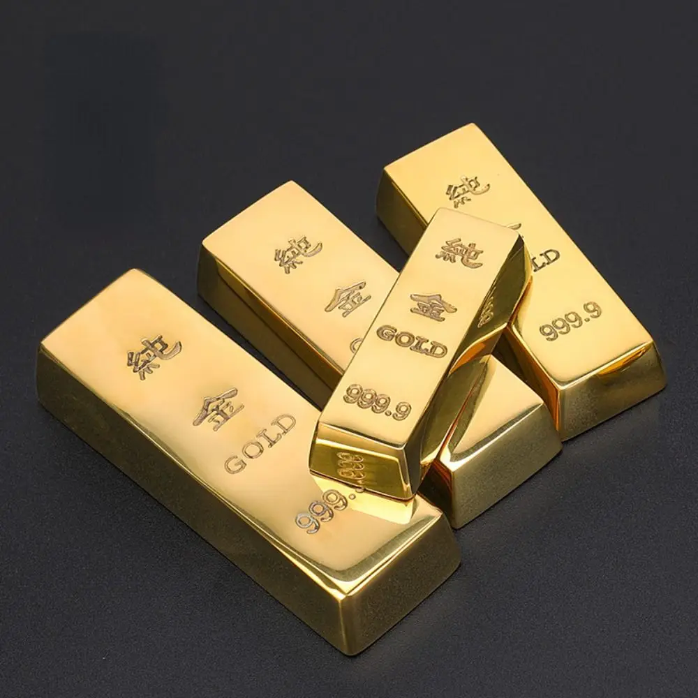 순동 솔리드 골드 바 수공예 장식품, 행운의 시뮬레이션 골드 브릭, 문진 구리 소재, 골드 바 장식 선물 