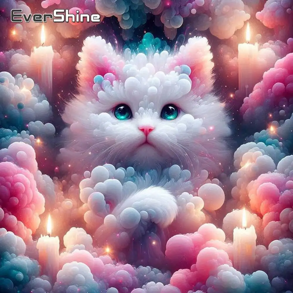 Evershine 5D DIY Diamant Stickerei Katze Tier Voll Platz Runde Diamant Mosaik Wolke Kits Malerei Handgemachtes Geschenk