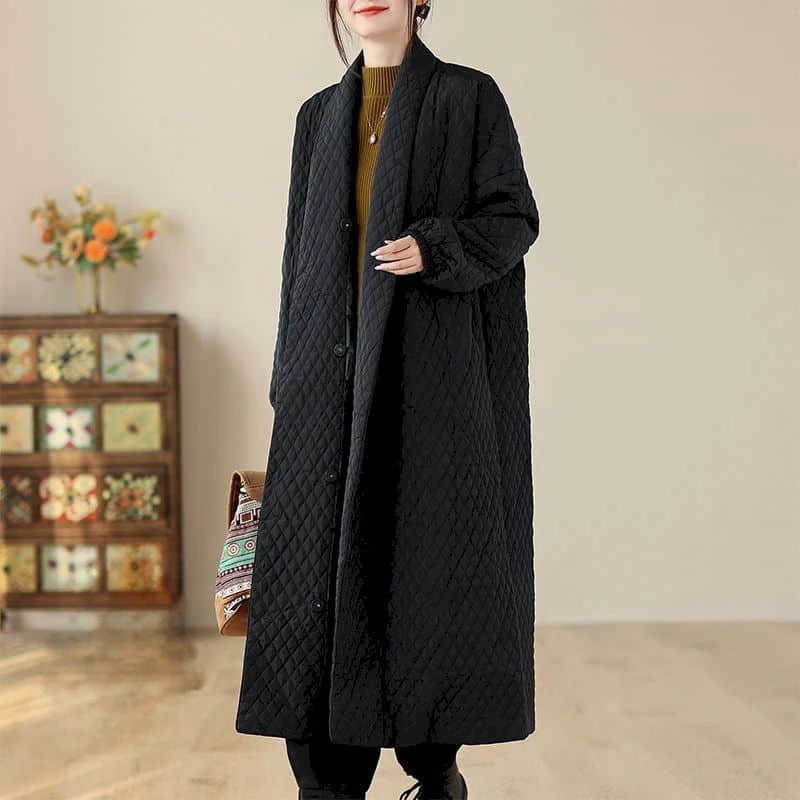 

Quilted Coats for Women Solid Lightweight Cotton-padded Lapel Jackets Long Sleeve Casual Single Breasted Thick Women Clothing