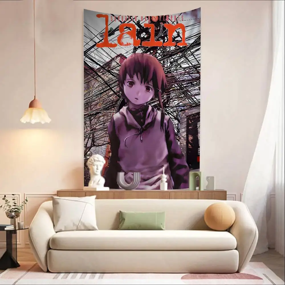 Japan Anime Lain Movie Cartoon Tapestry Art Science Fiction Room Home Decor Wall Hanging Sheets