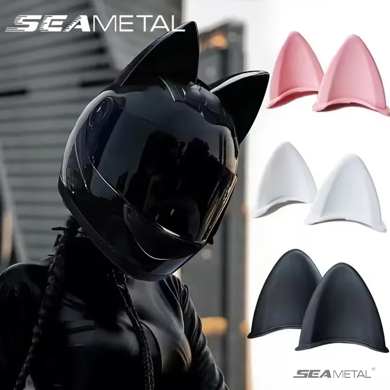 

SEAMETAL Motorcycle Helmet Cat Ears Decoration Motocross Helmet Accessories Silicone Cat Ears Sticker Cosplay Party Decorative