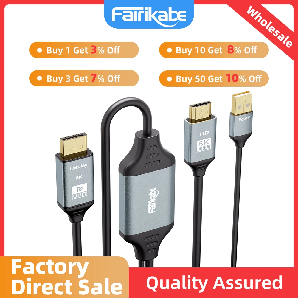 

Кабель 8K HDMI - порт дисплея Адаптер HDMI - to - DP 8K HDR Дисплей для ноутбуков Xbox PS5 PS4 Dell MacBook проектор MacMini Телевизионная коробка DVD 8K HDMI to Displayport Cable HDMI to DP Adapter HDR Quality Cable