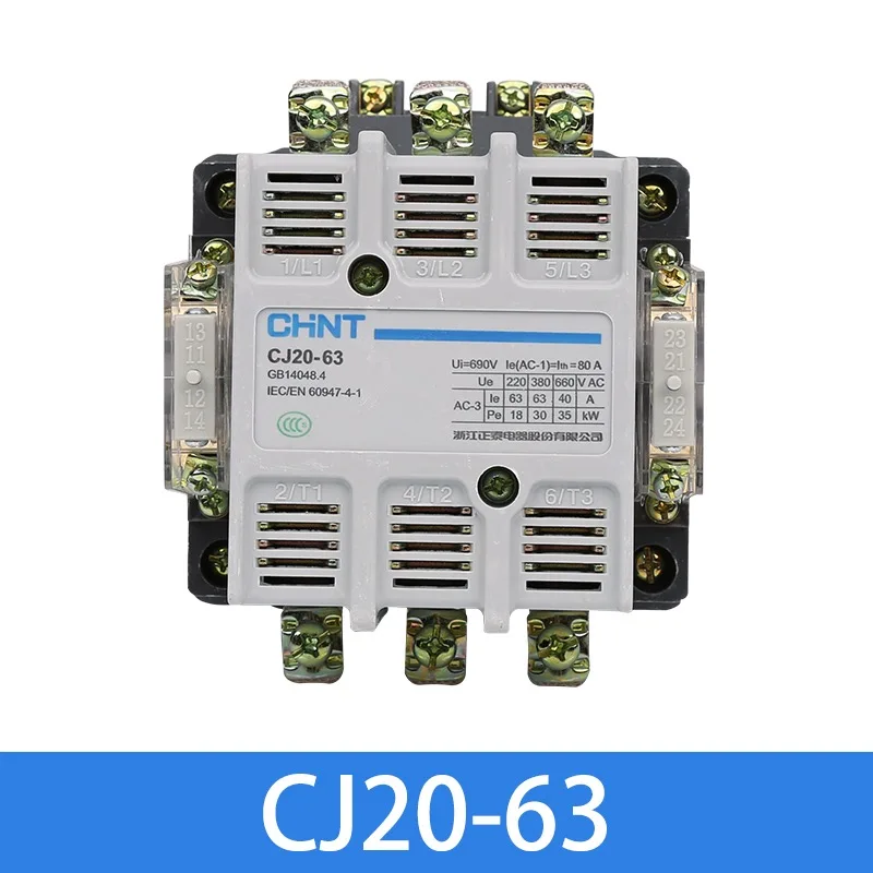 CHINT CJ20-63 CJ20-100 CJ20-160 CJ20-250 CJ20-400 AC 220V 380V 63A 100A 160A 250A 630A Electric Magnetic 3 Phase AC Contactor