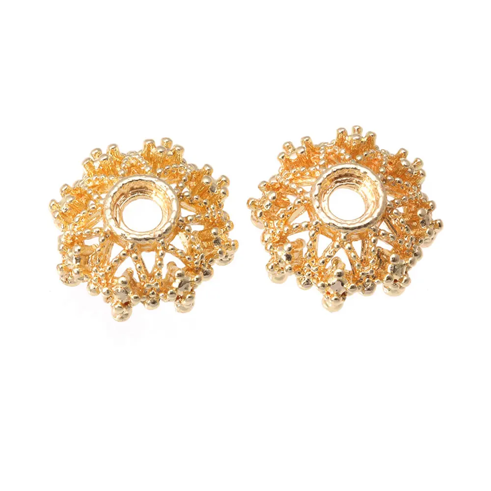 8MM 10MM 12MM 14MM 16MM 18K Gold Farbe Messing Blume Perlen Kappen Hohe Qualität Halskette Ohrringe Schmuck Zubehör – Detail 10