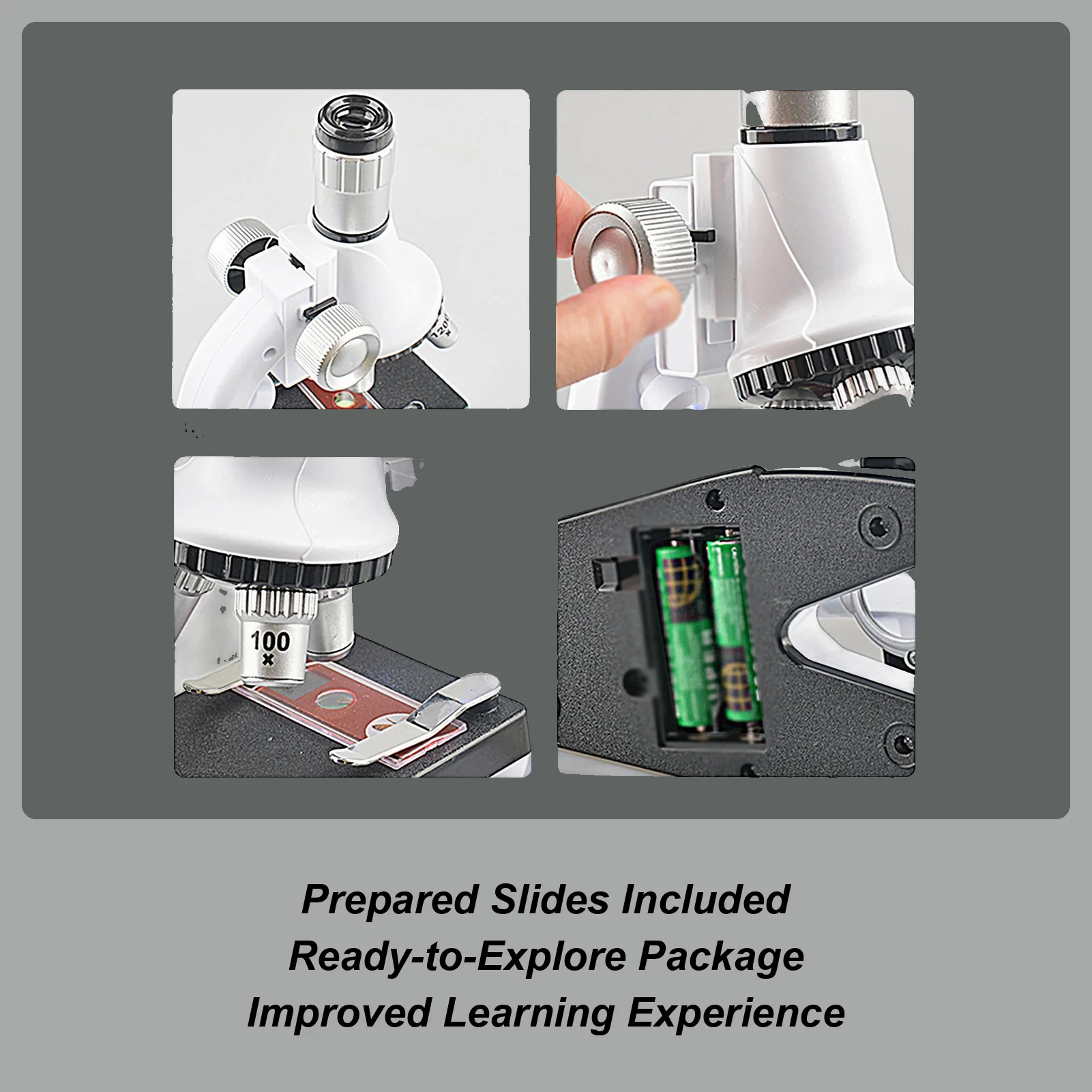 Mikroskop dla dzieci 100X do 1200X z regulacją powiększenia, zabawka naukowa dla dzieci do domowego laboratorium, klasy, dla chłopców, dziewcząt i uczniów.