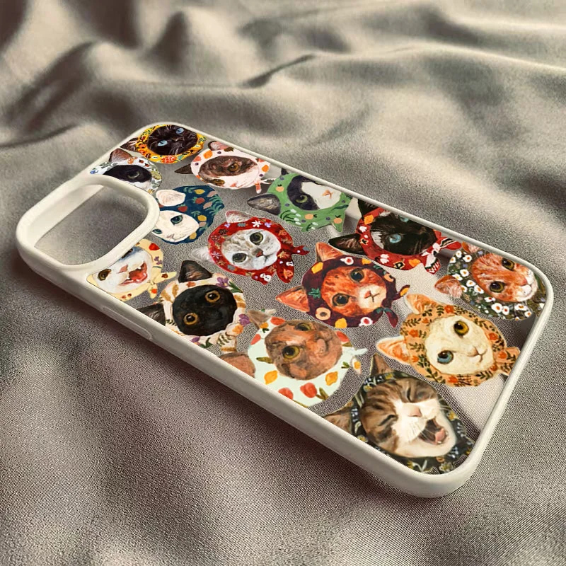 Bunte Katzen-Design Transparente Handyhülle für iPhone 18 Pro 17 16 Pro Max 15 Plus 14 13 12 11 16E Air X XR XS Max 7 8 Plus SE Hülle – Detail 9
