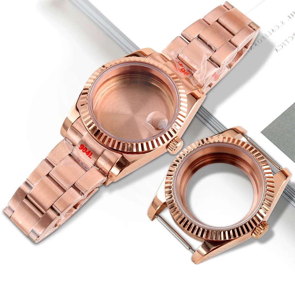 

39mm 36mm Watch Case Sapphire Crystal For NH35 NH36 Movement 28.5mm Dial 316L Stainless Steel Brushed Oyster Strap DATEJUST Case