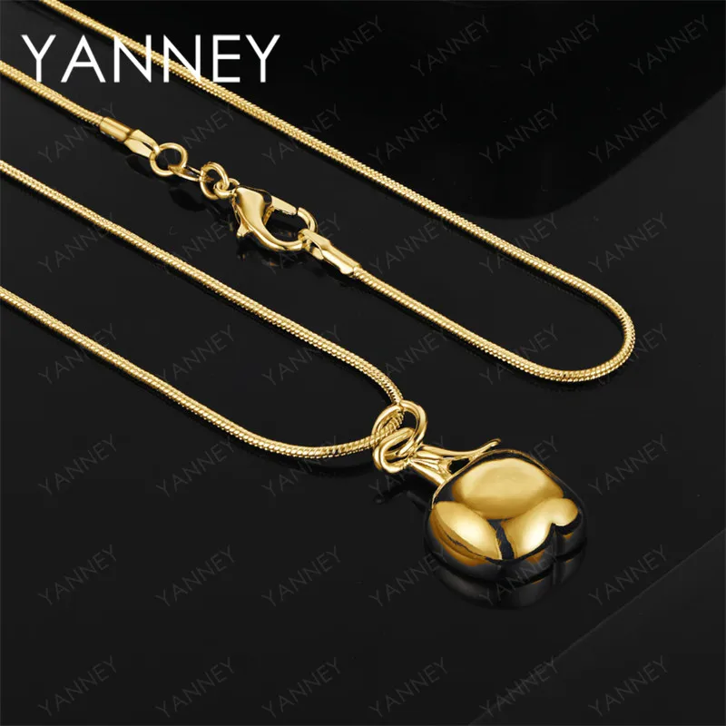 

925 Sterling Silver 18K Gold 16-30 Inch Delicate Apple Pendant Necklace Fashion Women's Gift Wedding Jewelry