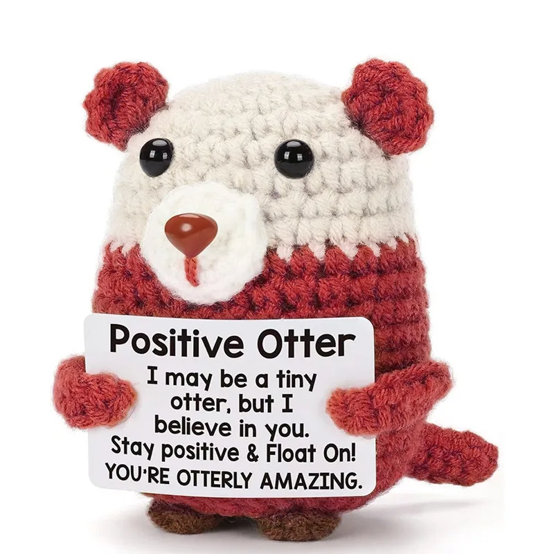1 Stück Positiv-Energie Otter Strickornament, handgefertigtes Häkelgeschenk, Otter-Dekofigur